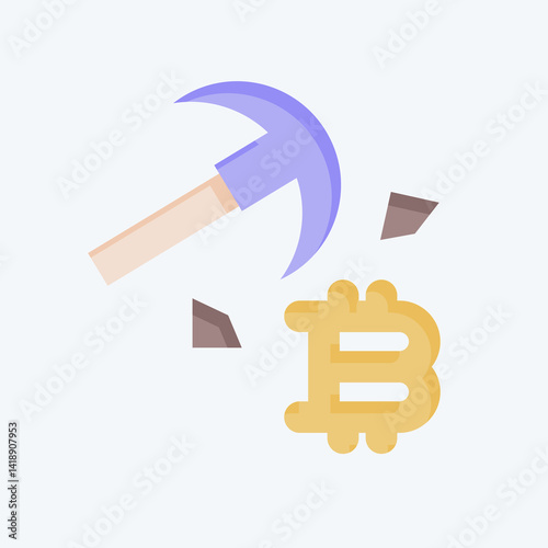 Icon Bitcoin Mining. related to Cryptocurrency symbol. flat style