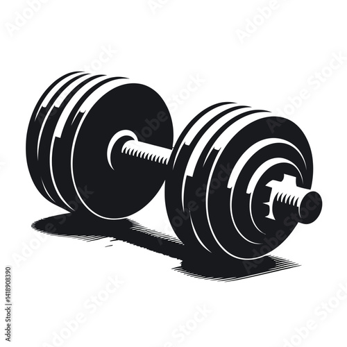 dumbbell silhouette black white vector 