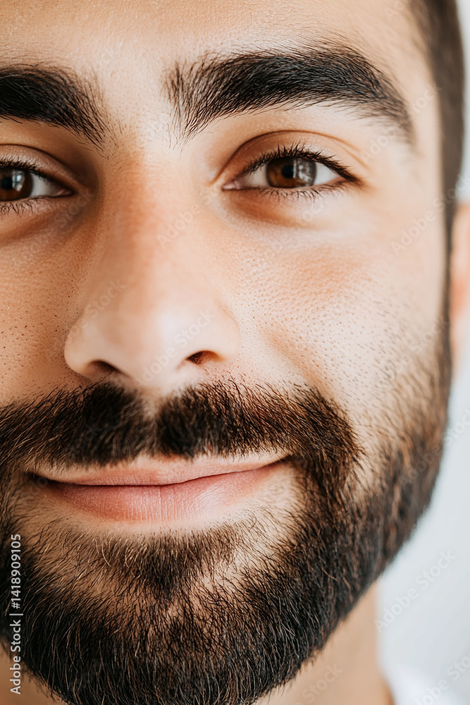Obraz premium Close-up of a smiling business man, a handsome business tough guy