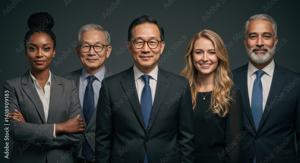Confident Diverse Business Team Portrait Against Gray Background Confident Diverse Business Team Portrait Against Gray Background