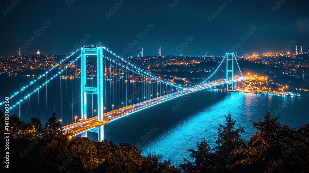 Fototapeta premium Istanbul Bosphorus Bridge at Night (1)