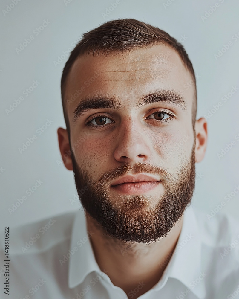Fototapeta premium Close-up of a smiling business man, a handsome business tough guy