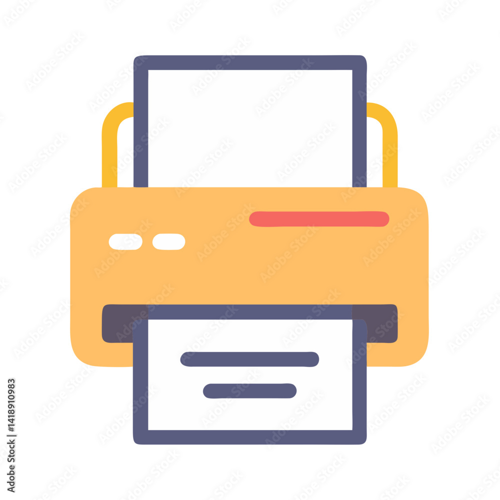 Modern orange printer icon on black background illustration Modern orange printer icon on black background illustration