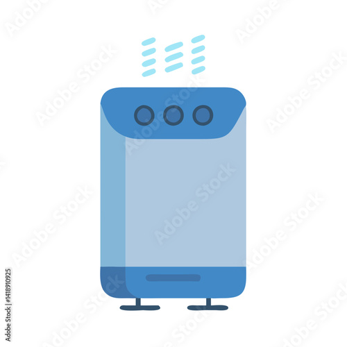 Blue Humidifier Purifier with Vapour Icon on Black Background