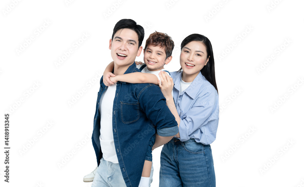 portrait of an asian family posing on a white background portrait of an asian family posing on a white background