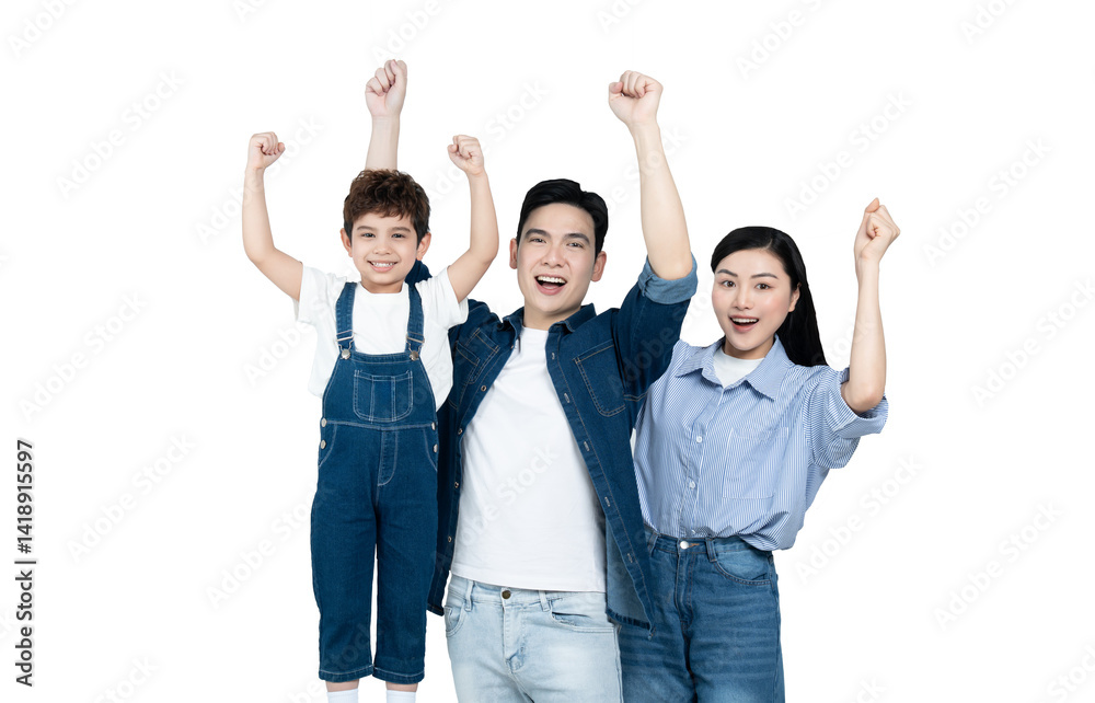 portrait of an asian family posing on a white background portrait of an asian family posing on a white background