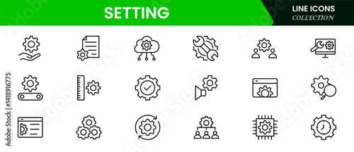 setting thin line icons. For website marketing design, logo, app, template, UI, etc. Vector illustration. Vector illustration web line icon collection