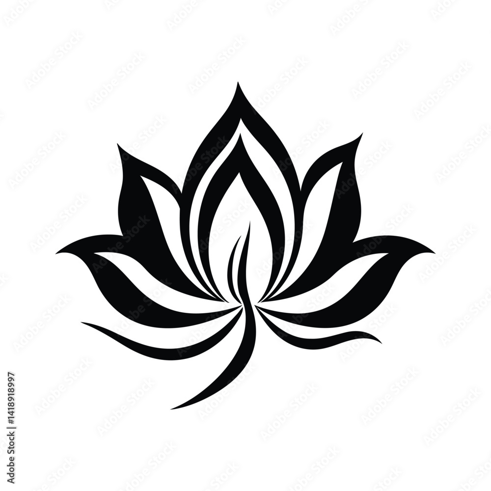 Lotus black color on isolated white background Lotus black color on isolated white background