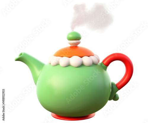 Illustration of a charming, steaming teapot radiating warmth and cheerfulness perfect for inviting relaxation and joyful moments a delightful image