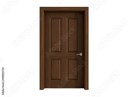 closed wooden door with handle 