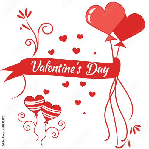 romantic red hearts banner with portuguese text vector ittustratien photo