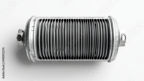 Obraz na płótnie A detailed view of an industrial heat exchanger showcases its intricate design and functionality. This equipment is vital for thermal management. Generative AI w salonie