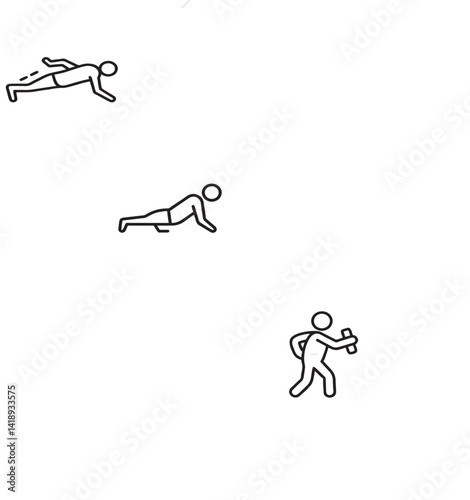 A Fitness Activities Including Running and Exercise Movements vector illustration
