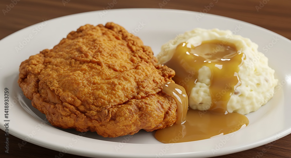 Fried Chicken and Mashed Potatoes with Gravy Fried Chicken and Mashed Potatoes with Gravy