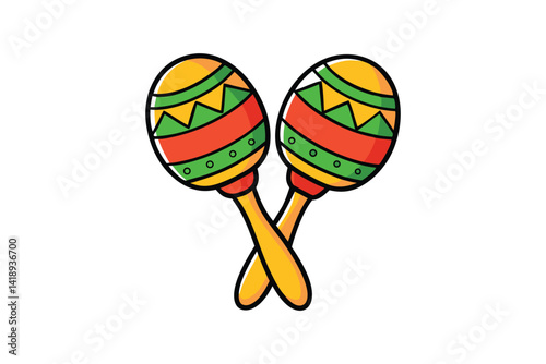Ornamented Mexican Maracas Traditional Vector Art Cultural Symbol Design