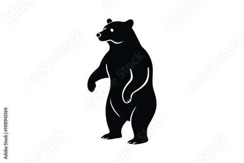 Silhouette art illustration of a standing bear on hind legs with one paw raised.eps