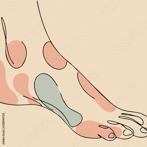 Outline of a foot in one-line art style line art wall art