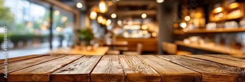 Rustic wooden table in a cafe