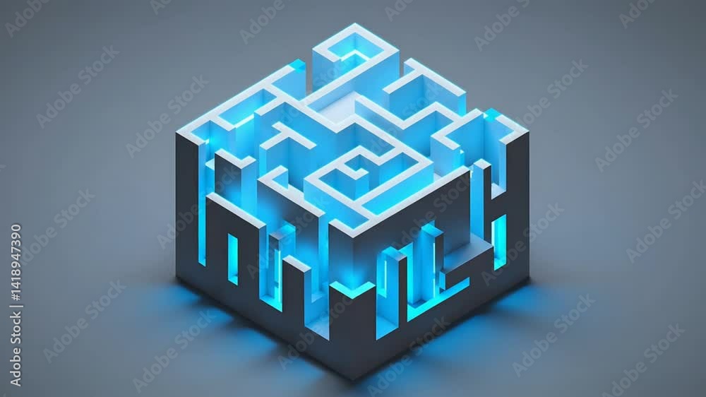 Exploring Abstract Cube Maze Puzzle Concept Art Exploring Abstract Cube Maze Puzzle Concept Art
