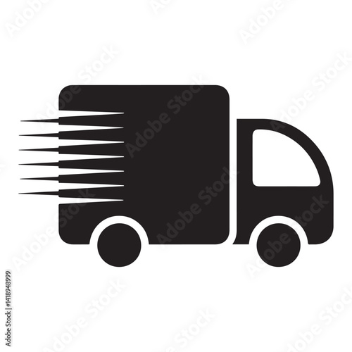 delivery truck symbol in black and white photo