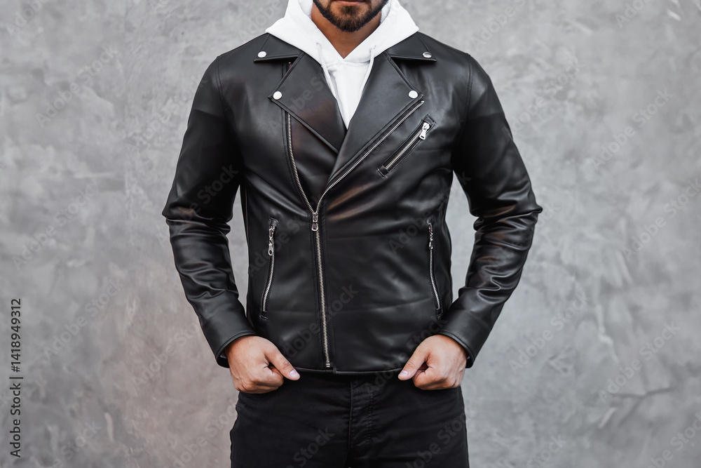 Stylish male in black jacket and white tee