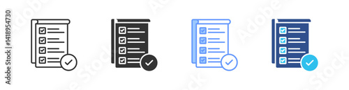 List Multi Style Icon Set Vector 