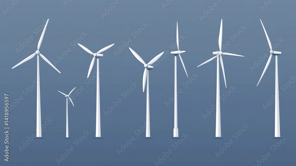 Set of windmill icons. Vector illustration isolated on transparent background Set of windmill icons. Vector illustration isolated on transparent background