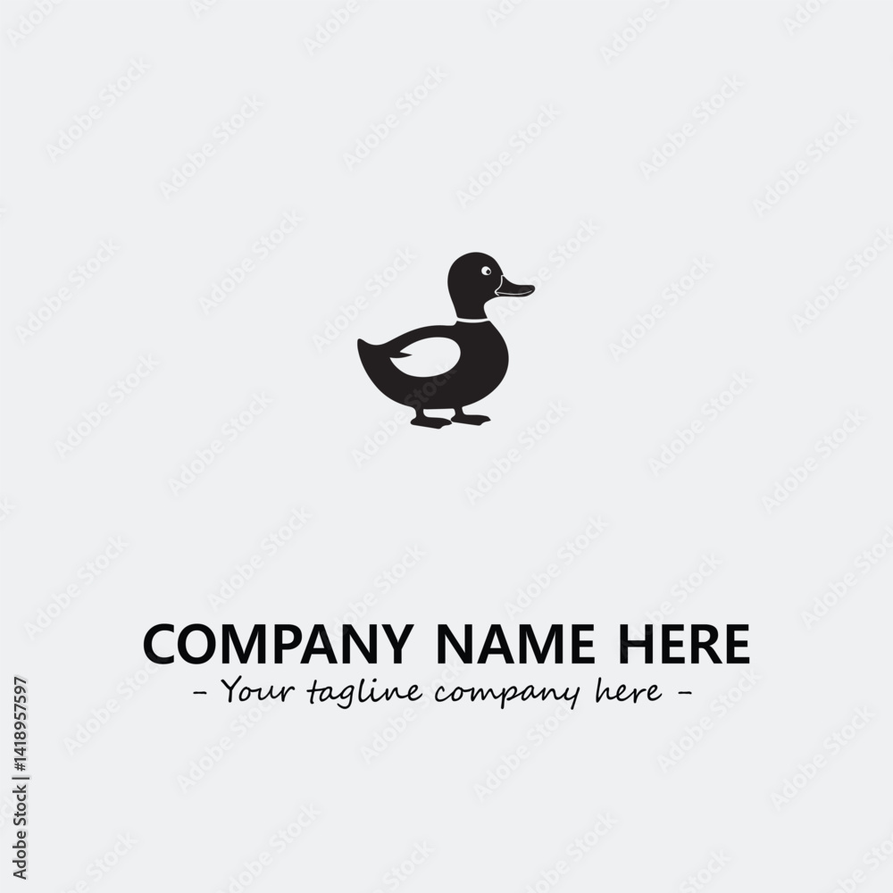 Fototapeta premium Duck illustration black and white for logo company vector image