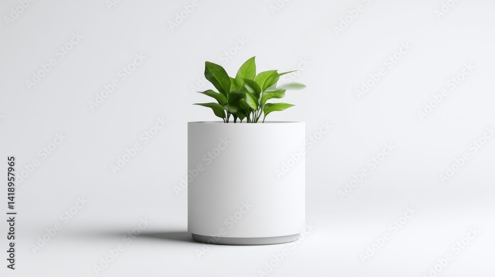 Fototapeta premium Simple potted plant on white background