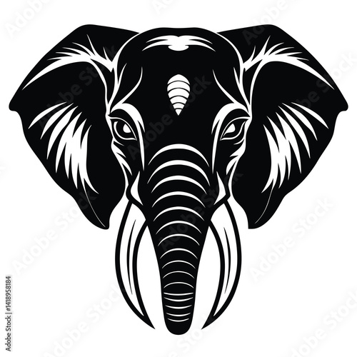 Wallpaper Mural Elephant Head Vector Silhouette Front View Torontodigital.ca