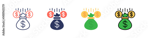 Funding Multi Style Icon Set Vector 