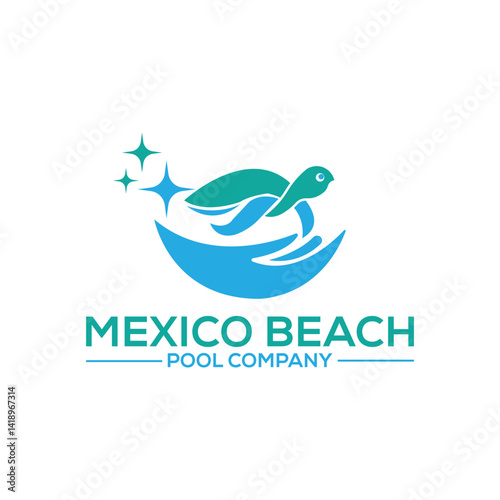 Vibrant Beach Pool Company Logo symbolizing relaxation, luxury, and outdoor fun—perfect for pool construction, maintenance services, or businesses focused on beachfront pools and leisure spaces.