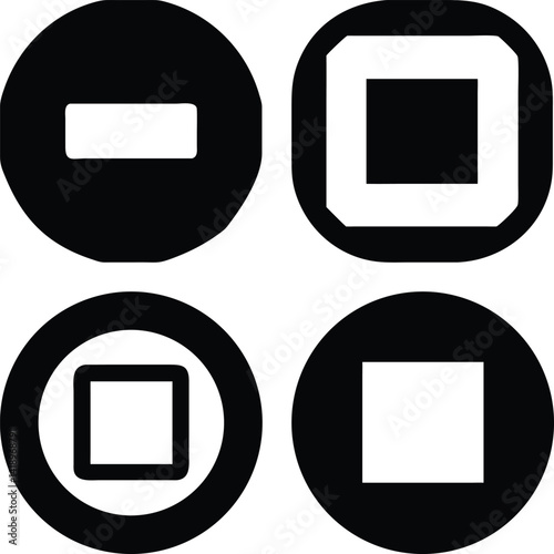 Stop icon Vector Silhoette Bundle Set Collection