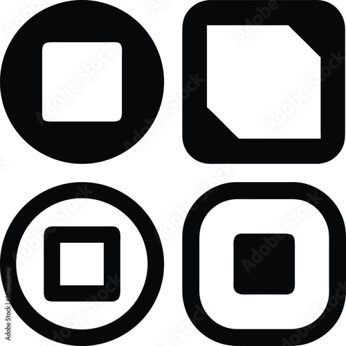 Stop icon Vector Silhoette Bundle Set Collection
