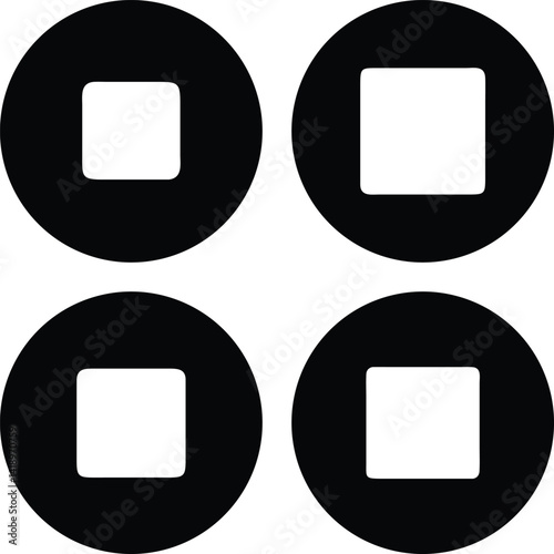 Stop icon Vector Silhoette Bundle Set Collection