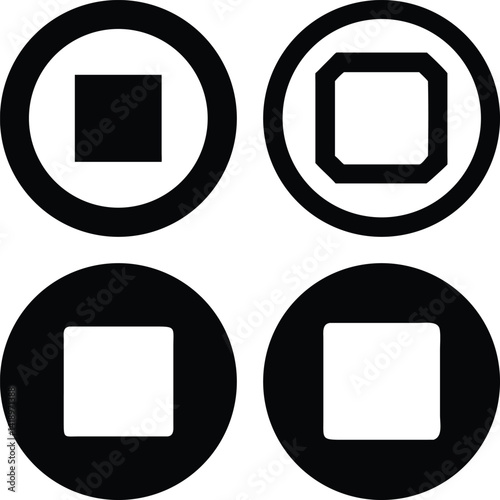 Stop icon Vector Silhoette Bundle Set Collection