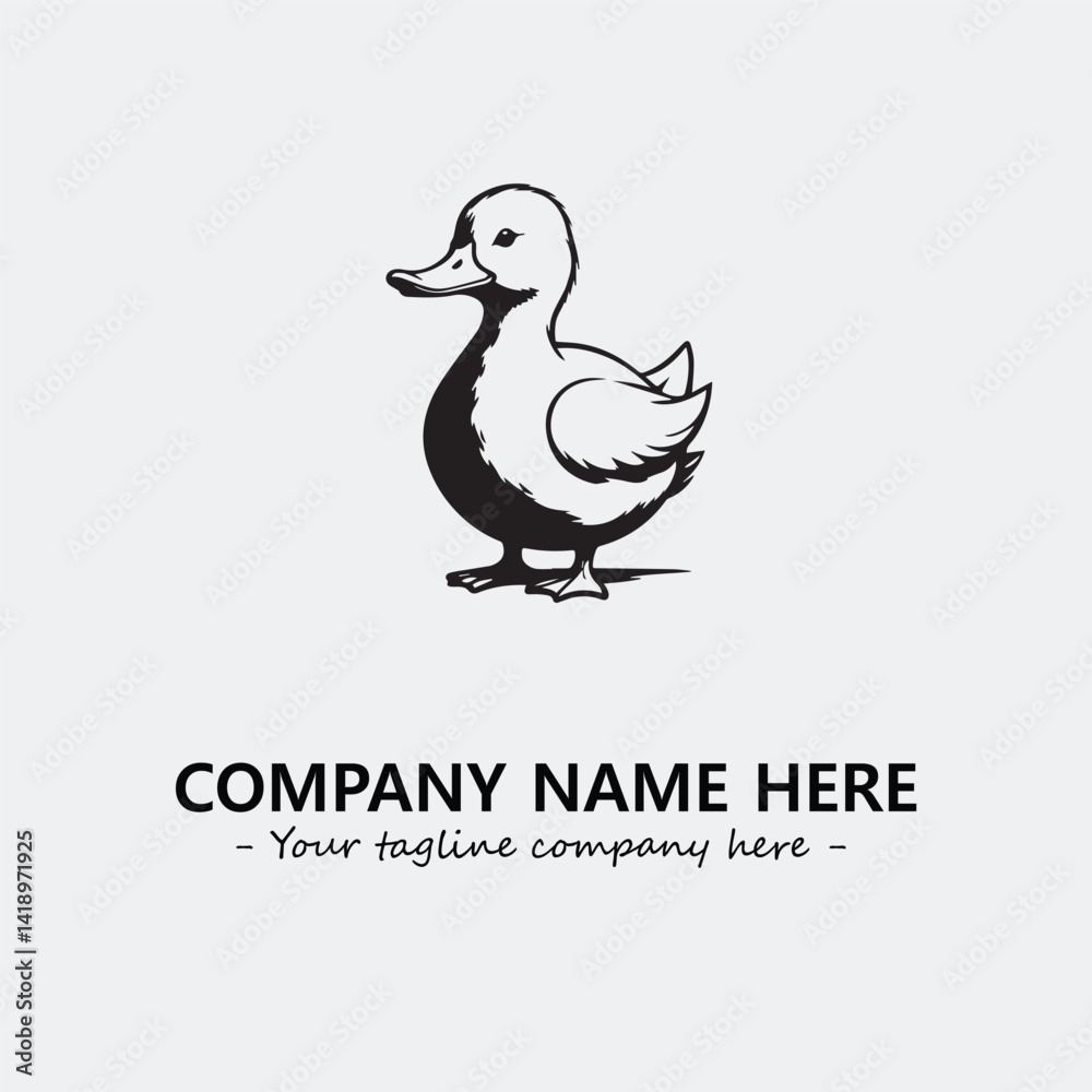 Fototapeta premium Duck illustration black and white for logo company vector image