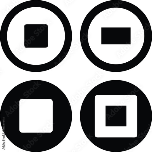 Stop icon Vector Silhoette Bundle Set Collection