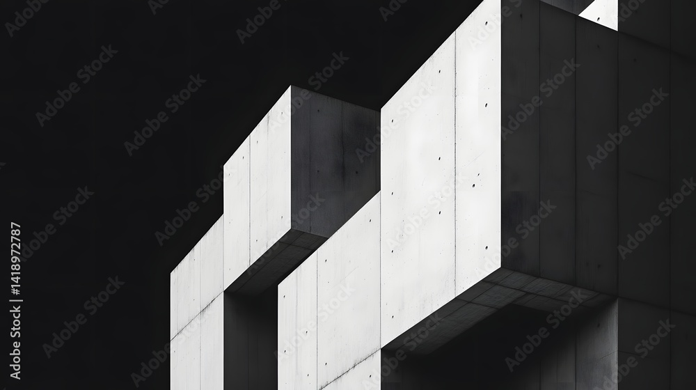 Obraz premium Captivating Geometric Concrete Structures in Dramatic Shadows