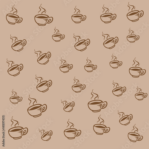 Horizontal seamless background with coffee beans. Vector.