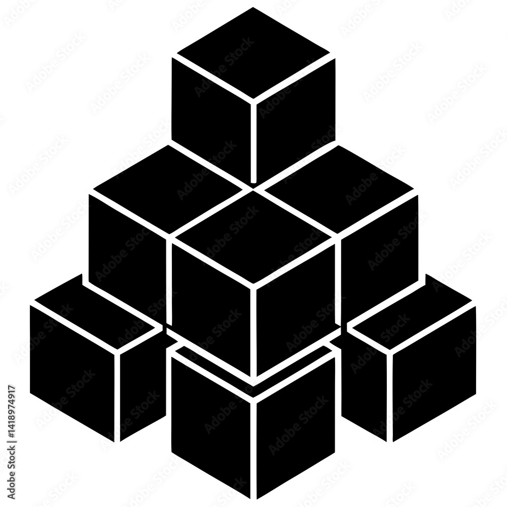 Isometric 3D Blocks isolated on white background Isometric 3D Blocks isolated on white background