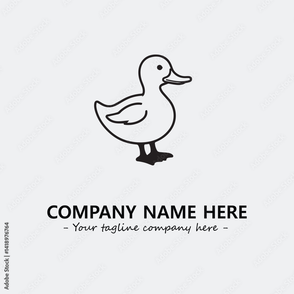 Duck illustration black and white for logo company vector image Duck illustration black and white for logo company vector image