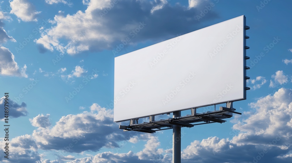 Blank billboard mockup against blue sky and clouds for advertising outdoor marketing campaign design Blank billboard mockup against blue sky and clouds for advertising outdoor marketing campaign design