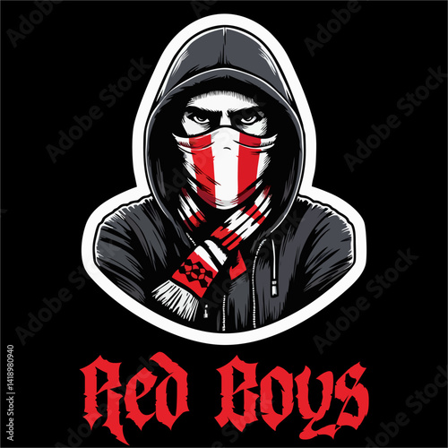 Vector Illustration of Football Fans Ultras hooligan for logo, design Shirt 