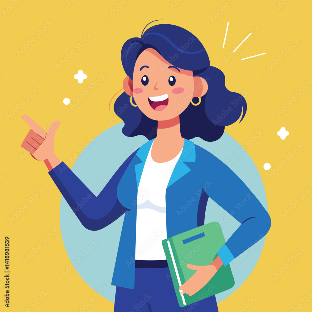 Happy stylist young woman pointing at copy space
Happy stylist young woman pointing at copy space