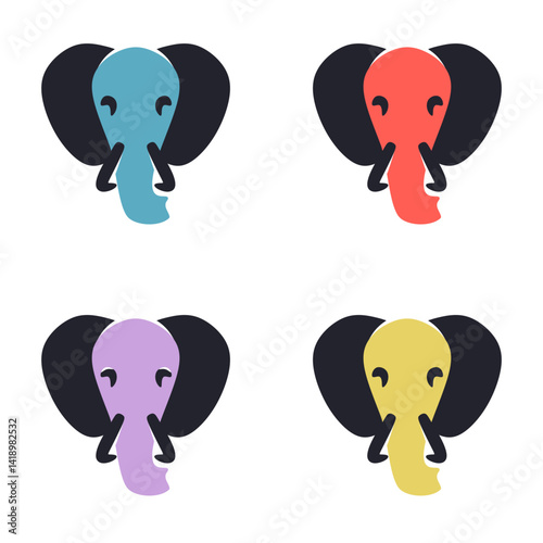 Abstract elephant vector logo design. Creative linear animal logotype. Elephant head logo mascot illustration