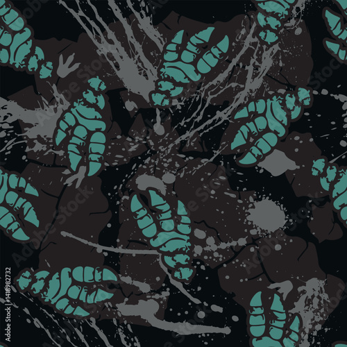 Seamless  bright Dino pattern, print for T-shirts, textiles, wrapping paper, web. Original design with t-rex, dinosaur.  grunge design for boys and girls