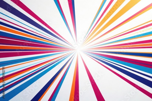 Dynamic zoom lines radiating from center, stark white background, beams, background