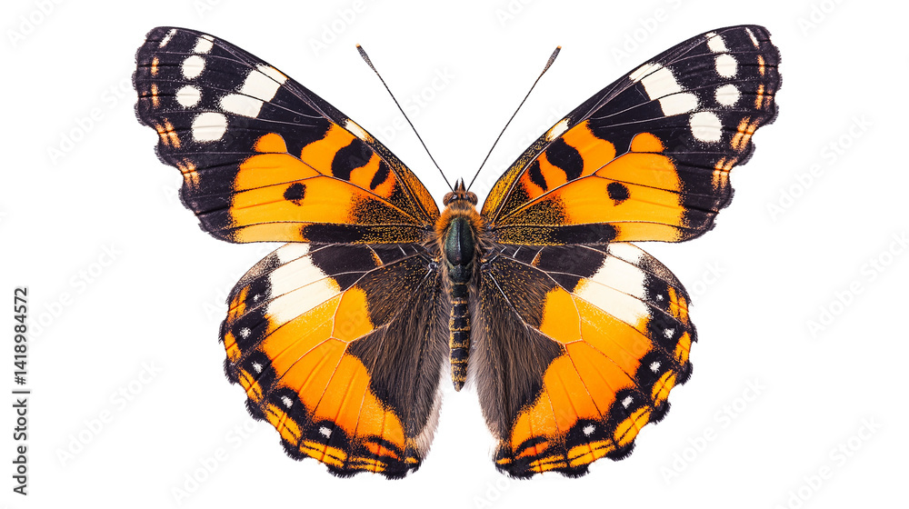 Fototapeta premium A butterfly with orange wings and black spots