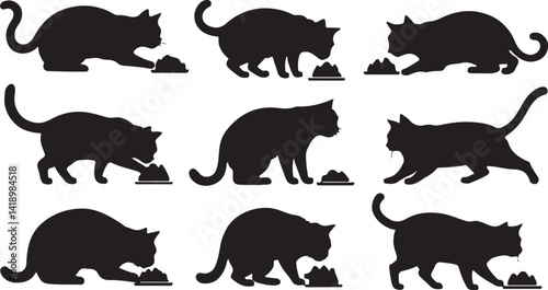 A set of black silhouettes depicts various animals, possibly tigers or similar carnivores, in the act of consuming different fruits (apples, pineapple, oranges/citrus).